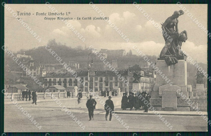 Torino Città Ponte Umberto I Gruppo Allegorico Carità cartolina MZ8630 – fronte