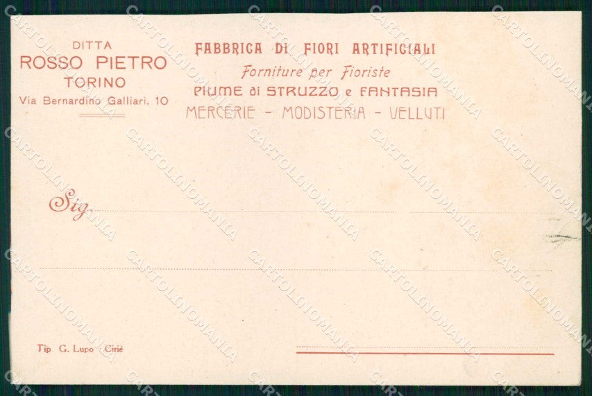 Torino Città Fabbrica Fiori Artificiali Avviso Spedizione cartolina MZ8682 – fronte