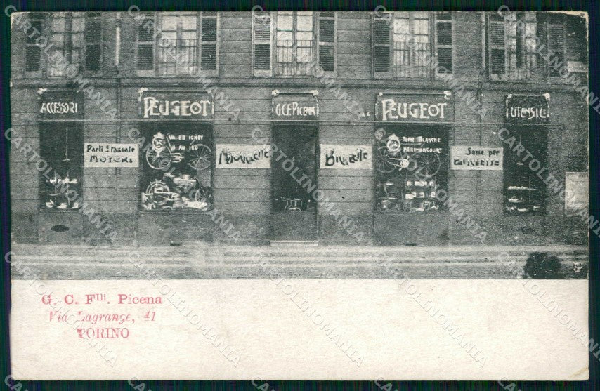 Torino Città Via Lagrange Negozio Peugeot Accessori Picena cartolina MZ8688 – fronte