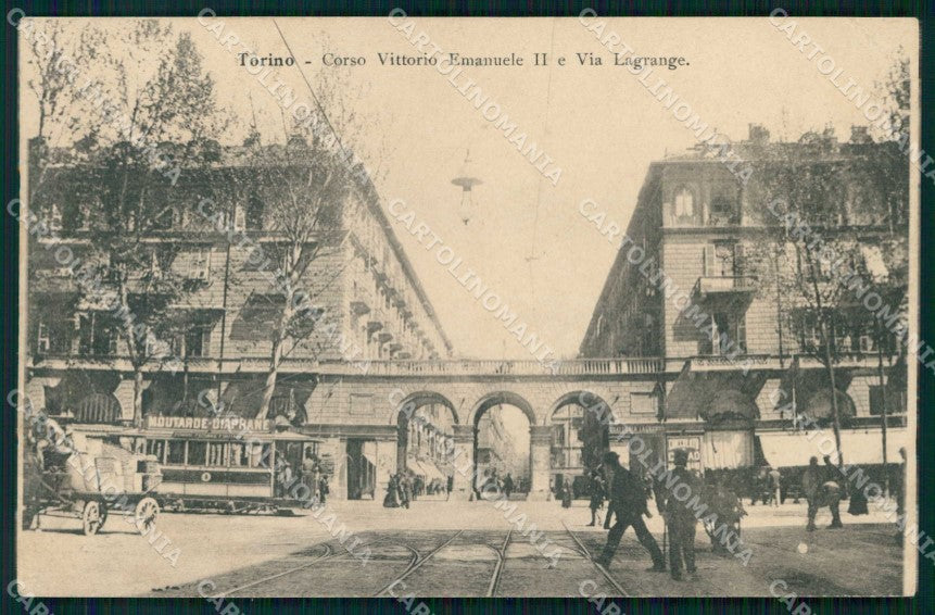 Torino Città Tram Via Lagrange PIEGHINA cartolina MZ8692 – fronte
