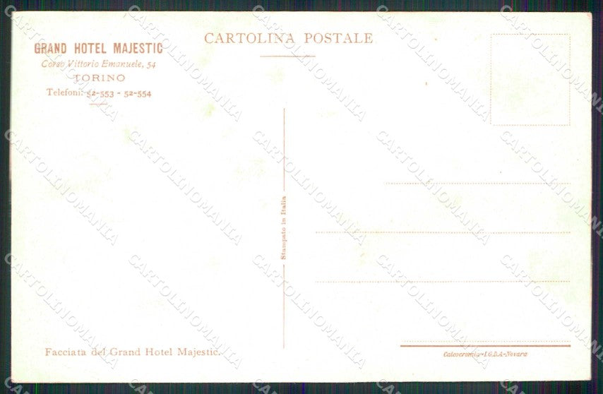 Torino Città Grand Hotel Majestic Facciata Tram cartolina MZ8693 – retro