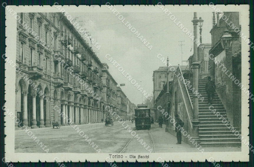 Torino Città Via Sacchi Tram SCOLLATA cartolina MZ8727 – fronte