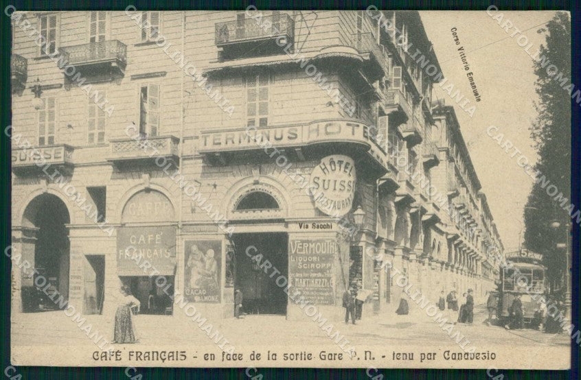 Torino Città Cafè Francais Tram PIEGHINA cartolina MZ8742 – fronte