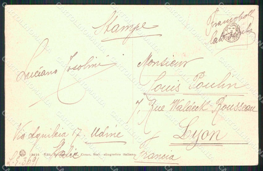 Torino Città Via Sacchi Tram Hotel Suisse Brunner 12416 cartolina MZ8745 – retro