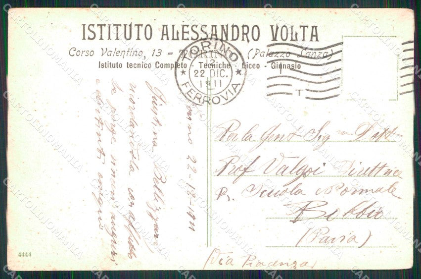 Torino Città Istituto Pensionato Alessandro Volta cartolina MZ8766 – retro