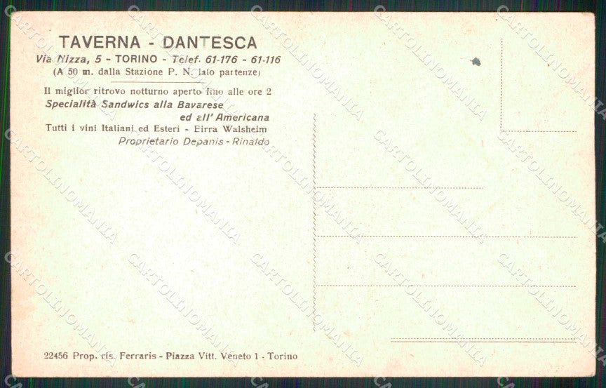 Torino Città Via Nizza Albergo Ristorante d'Asti cartolina MZ8775 – retro