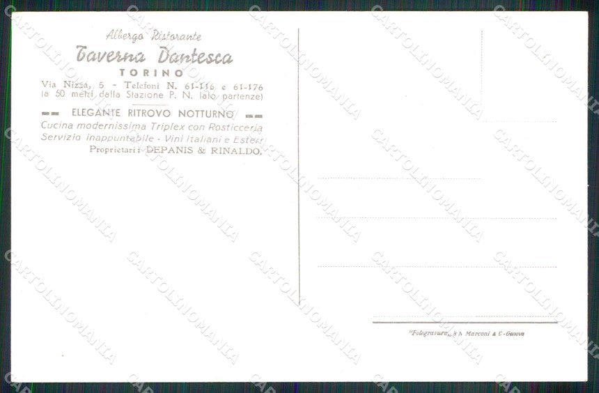 Torino Città Taverna Dantesca Salone Trecentesco cartolina MZ8776 – retro