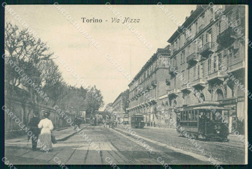 Torino Città Via Nizza Tram cartolina MZ8780 – fronte