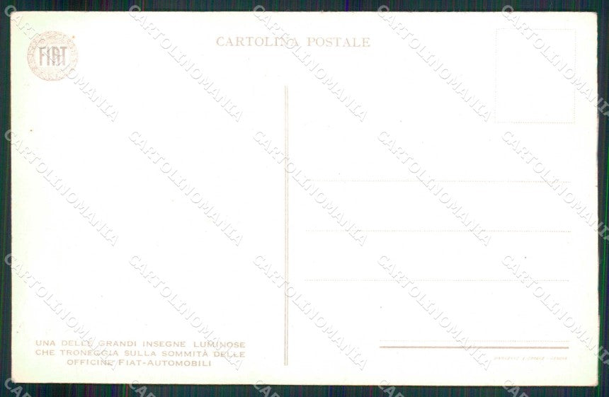 Torino Città Stabilimento Fiat Insegna Luminosa cartolina MZ8835 – retro