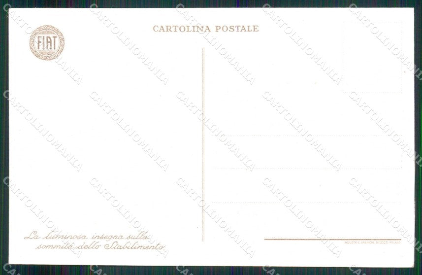 Torino Città Stabilimento Fiat Insegna Luminosa cartolina MZ8836 – retro