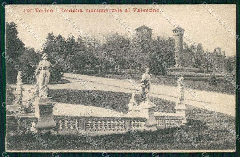 Torino Città Fontana Monumentale Valentino PIEGA cartolina MZ8869 – fronte