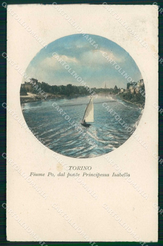 Torino Città Ponte Isabella Fiume Po Barca cartolina MZ8877 – fronte