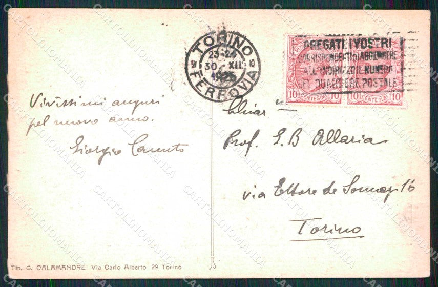Torino Città Istituto Medicina Legale Via Michelangelo cartolina MZ8885 – retro