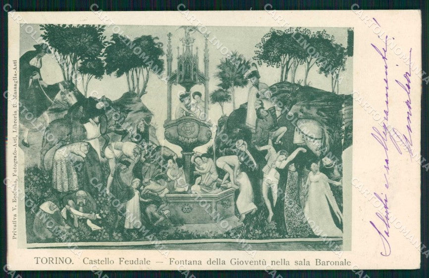 Torino Città Castello Feudale Fontana Gioventù Sala Baronale cartolina MZ8906 – fronte
