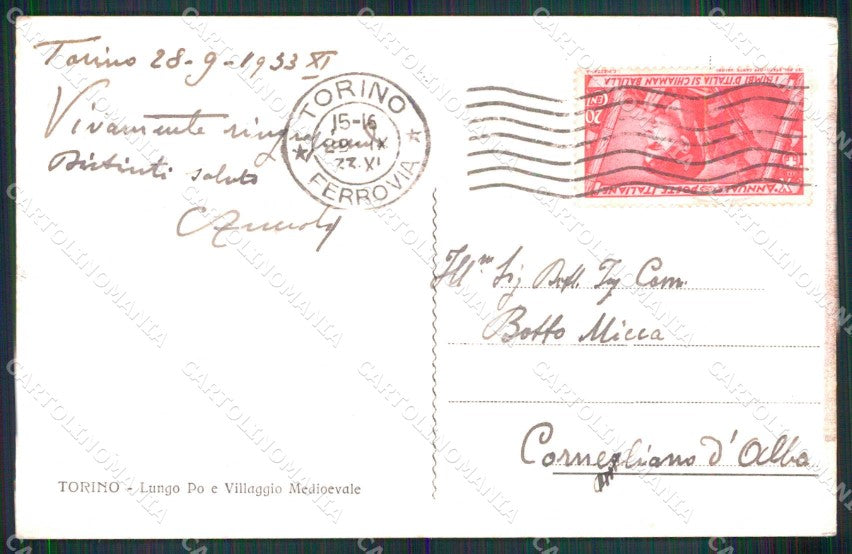 Torino Città Villaggio Medioevale Lungo Po cartolina MZ8930 – retro