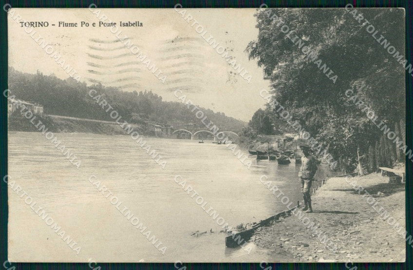 Torino Città Fiume Po Ponte Isabella Barche cartolina MZ8951 – fronte