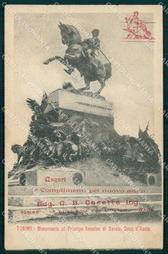Torino Città Monumento Principe Amedeo di Savoia Ing Casetta cartolina MZ8971 – fronte
