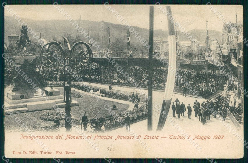 Torino Città Monumento Principe Amedeo Inaugurazione SCOLLATA cartolina MZ8985 – fronte