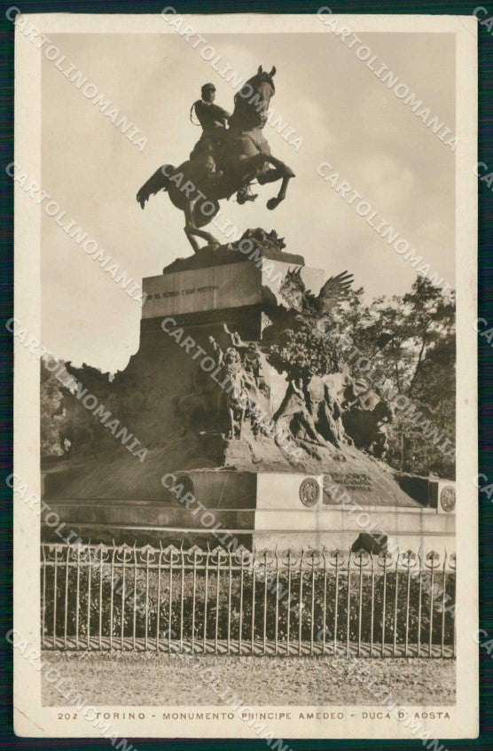 Torino Città Monumento Principe Amedeo Duca d'Aosta COLLA Foto cartolina MZ8986 – fronte