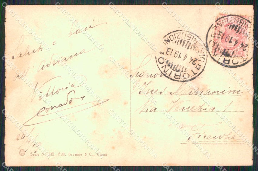Torino Città Fiume Po Castello Valentino Brunner 335 cartolina MZ8994 – retro