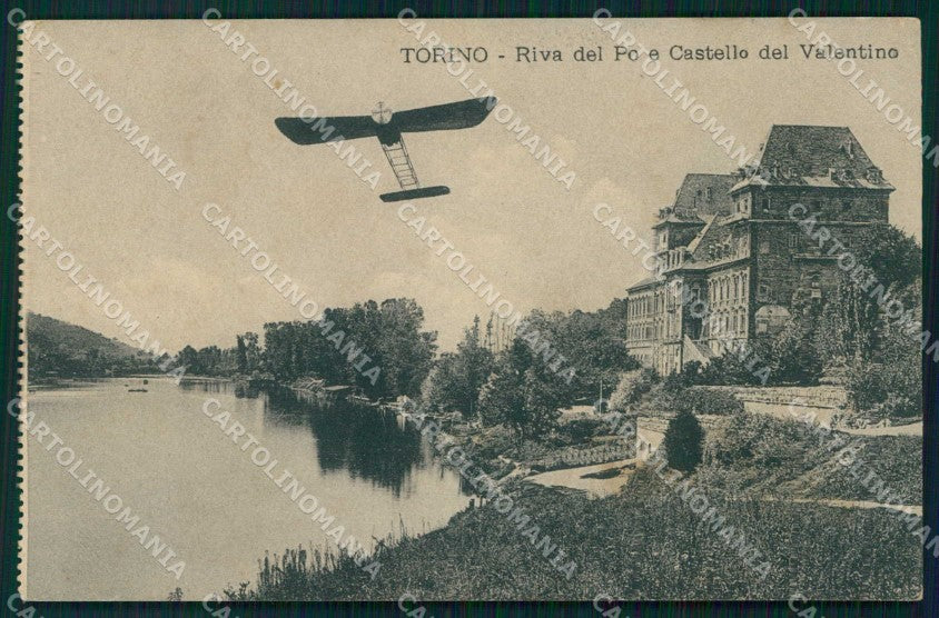 Torino Città Castello del Valentino Riva Po Aviazione cartolina MZ8999 – fronte