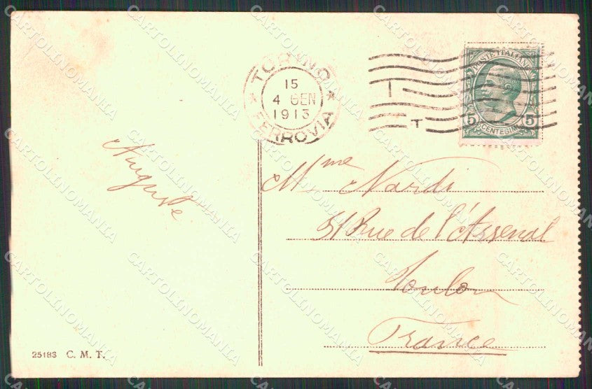 Torino Città Castello del Valentino Riva Po Aviazione cartolina MZ8999 – retro