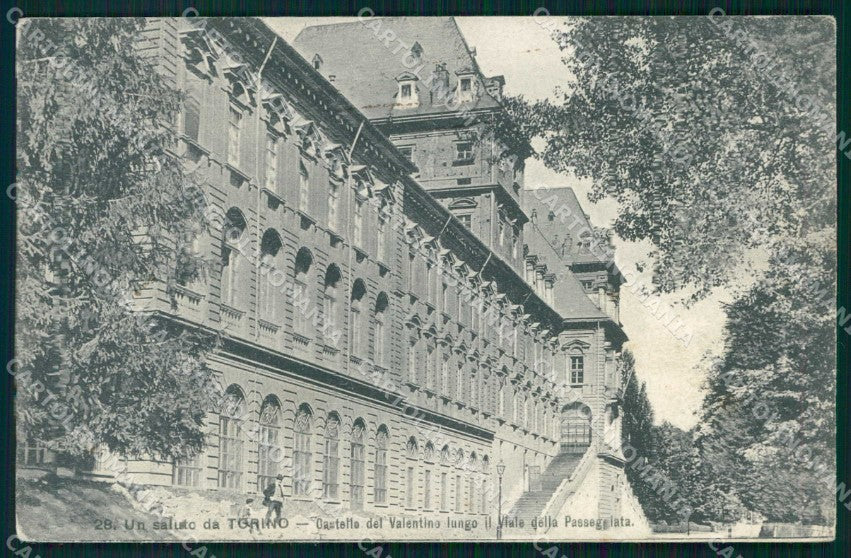 Torino Città Saluto da Castello Valentino Passeggiata cartolina MZ9006 – fronte