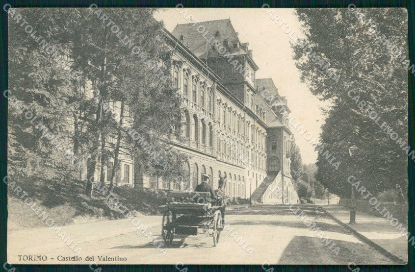 Torino Città Castello del Valentino Calesse FORO PIEGHE cartolina MZ9009 – fronte