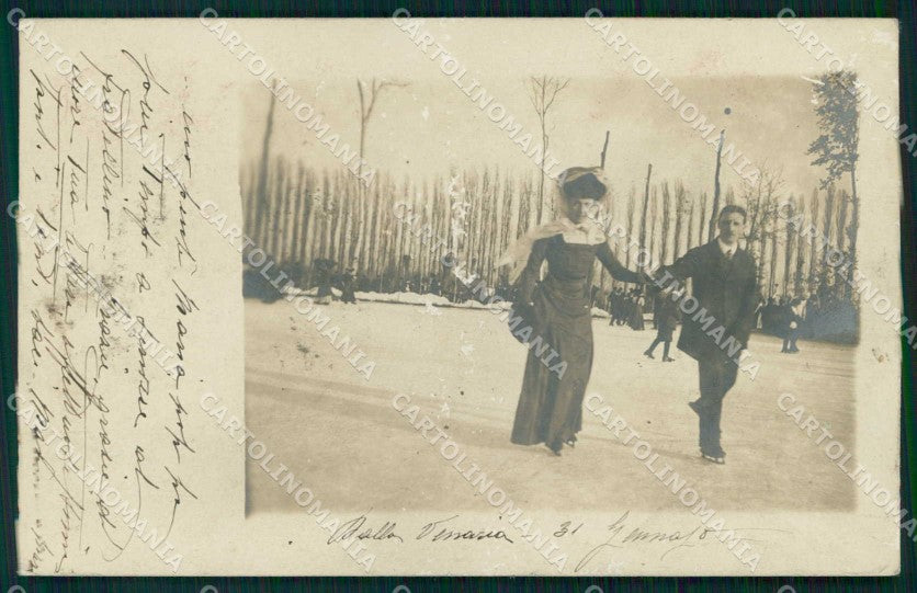Torino Città Valentino Ghiacciato Pattinatori ABRASA Foto cartolina MZ9099 – fronte