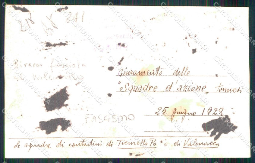 Torino Città Valentino Fascismo Ticineto Po Valmacca Foto cartolina MZ9107 – retro