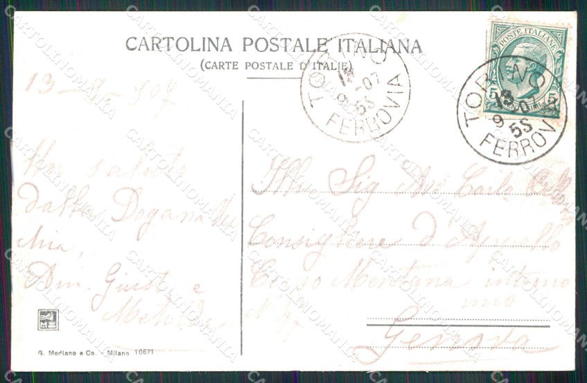 Torino Città Ponte Umberto I Monte dei Cappuccini Modiano 10871 cartolina MZ9127 – retro
