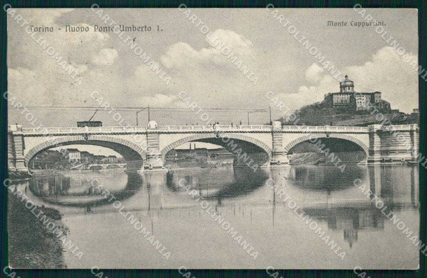 Torino Città Ponte Umberto I Monte dei Cappuccini Tram cartolina MZ9128 – fronte