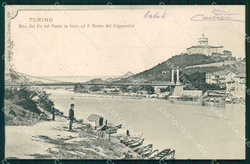 Torino Città Ponte Ferro Po Monte dei Cappuccini Barche cartolina MZ9132 – fronte