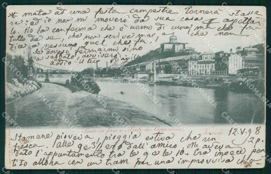 Torino Città Ponte Ferro Po Monte Cappuccini PIEGA cartolina MZ9136 – fronte