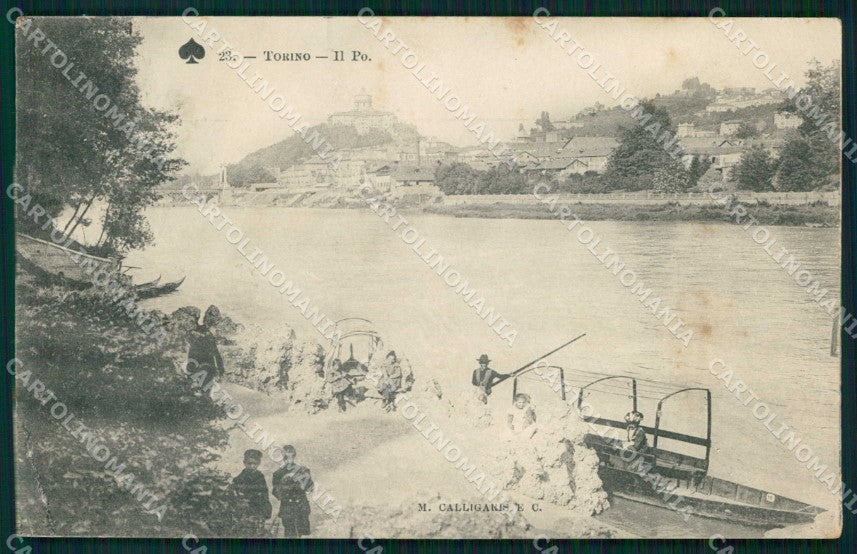 Torino Città Fiume Po Barche Calligaris PIEGHINA cartolina MZ9153 – fronte