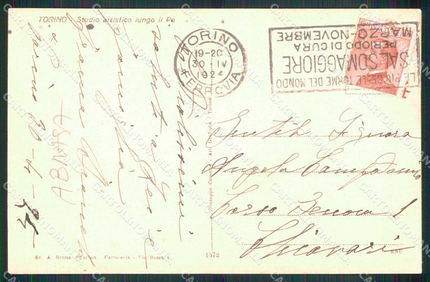 Torino Città Studio Artistico Lungo Po Barche ABRASA cartolina MZ9158 – retro