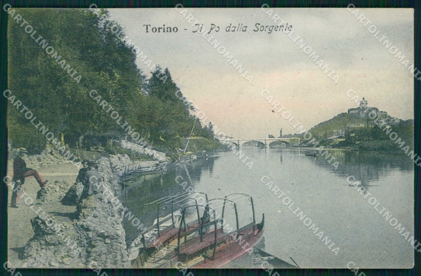 Torino Città Fiume Po dalla Sorgente Barche cartolina MZ9161 – fronte