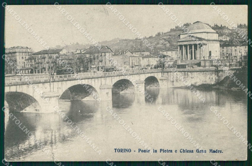 Torino Città Ponte in Pietra Chiesa Gran Madre Tram cartolina MZ9204 – fronte