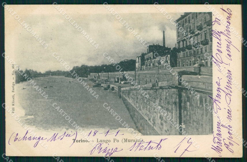 Torino Città Lungo Po Kunzli 404 cartolina MZ9208 – fronte