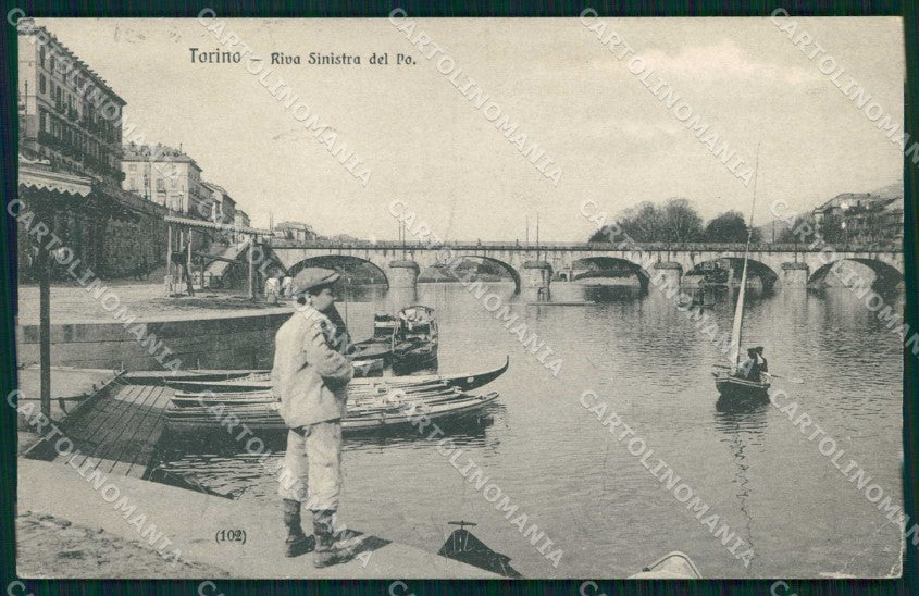 Torino Città Riva Sinistra Po Barche cartolina MZ9209 – fronte