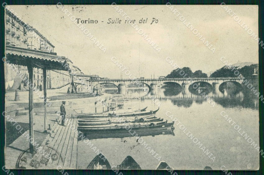 Torino Città Sulle Rive del Po Barche cartolina MZ9210 – fronte