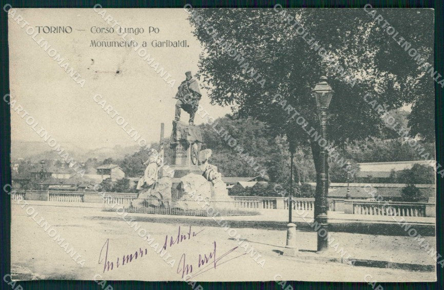 Torino Città Monumento Garibaldi Corso Lungo Po cartolina MZ9225 – fronte