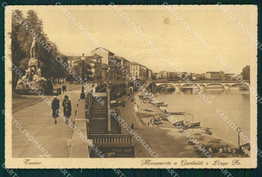 Torino Città Monumento Garibaldi Lungo Po Barche cartolina MZ9231 – fronte