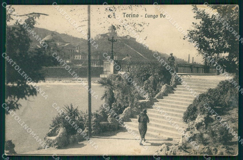 Torino Città Lungo Po Monte dei Cappuccini ABRASA cartolina MZ9256 – fronte