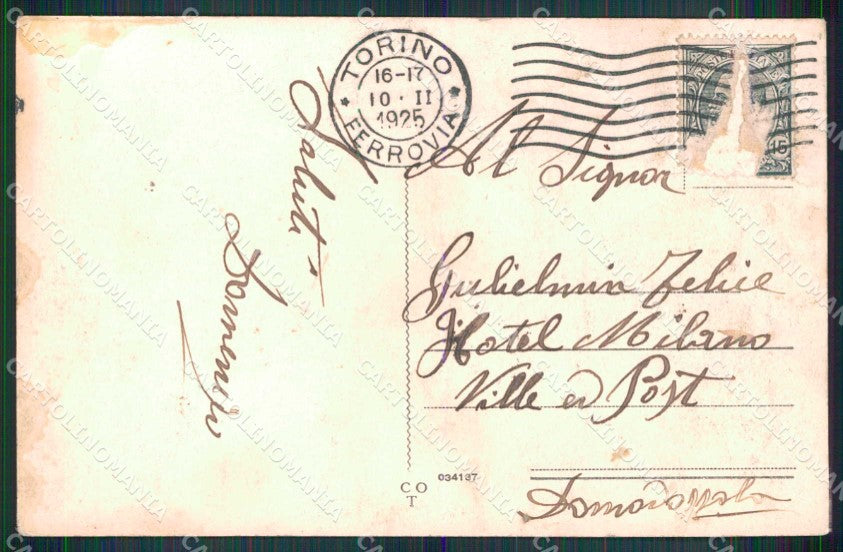 Torino Città Lungo Po Monte dei Cappuccini ABRASA cartolina MZ9256 – retro