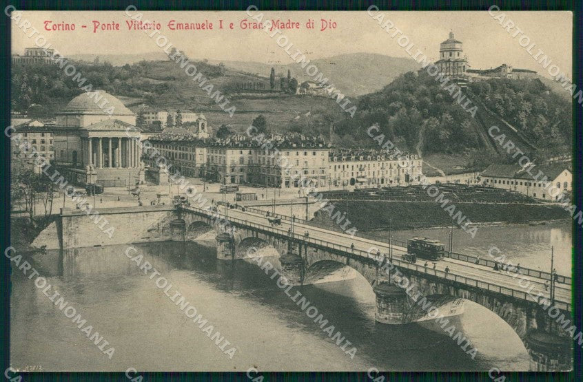 Torino Città Ponte Vittorio Emanuele I Tram Stengel cartolina MZ9269 – fronte