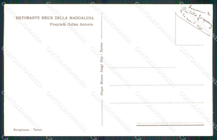 Torino Città Ristorante Brick della Maddalena cartolina MZ9314 – retro