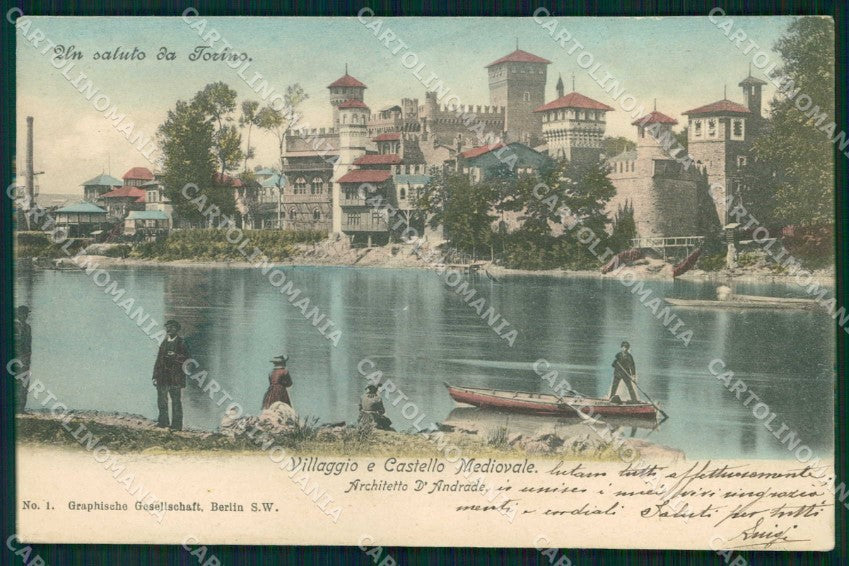 Torino Città Saluto da Villaggio Castello Medioevale cartolina MZ9340 – fronte