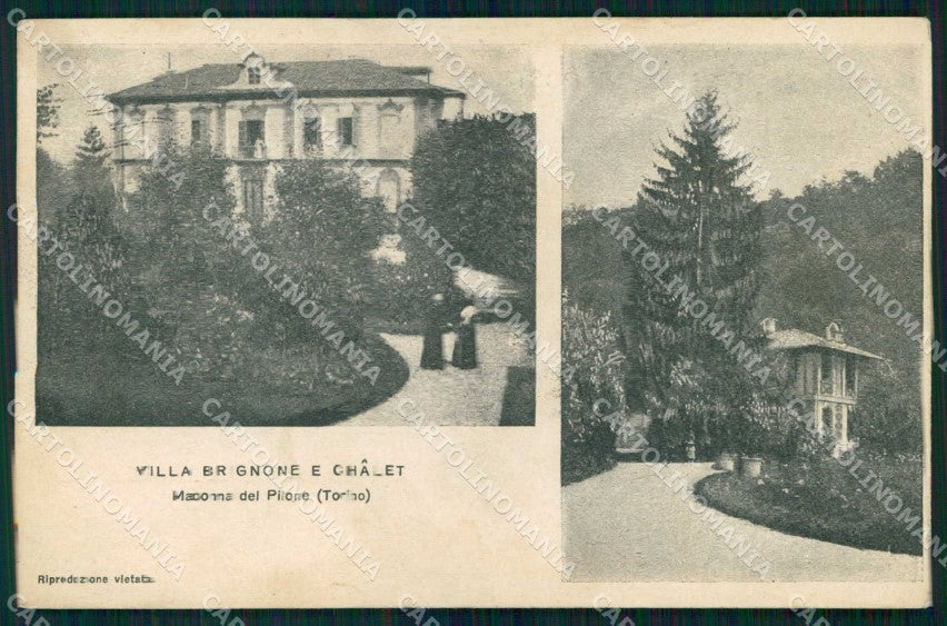 Torino Città Madonna del Pilone Villa Brignone TRACCE UMIDO cartolina MZ9452 – fronte