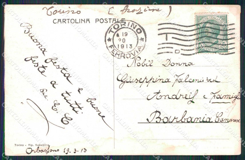 Torino Città Madonna del Pilone Villa Brignone TRACCE UMIDO cartolina MZ9452 – retro